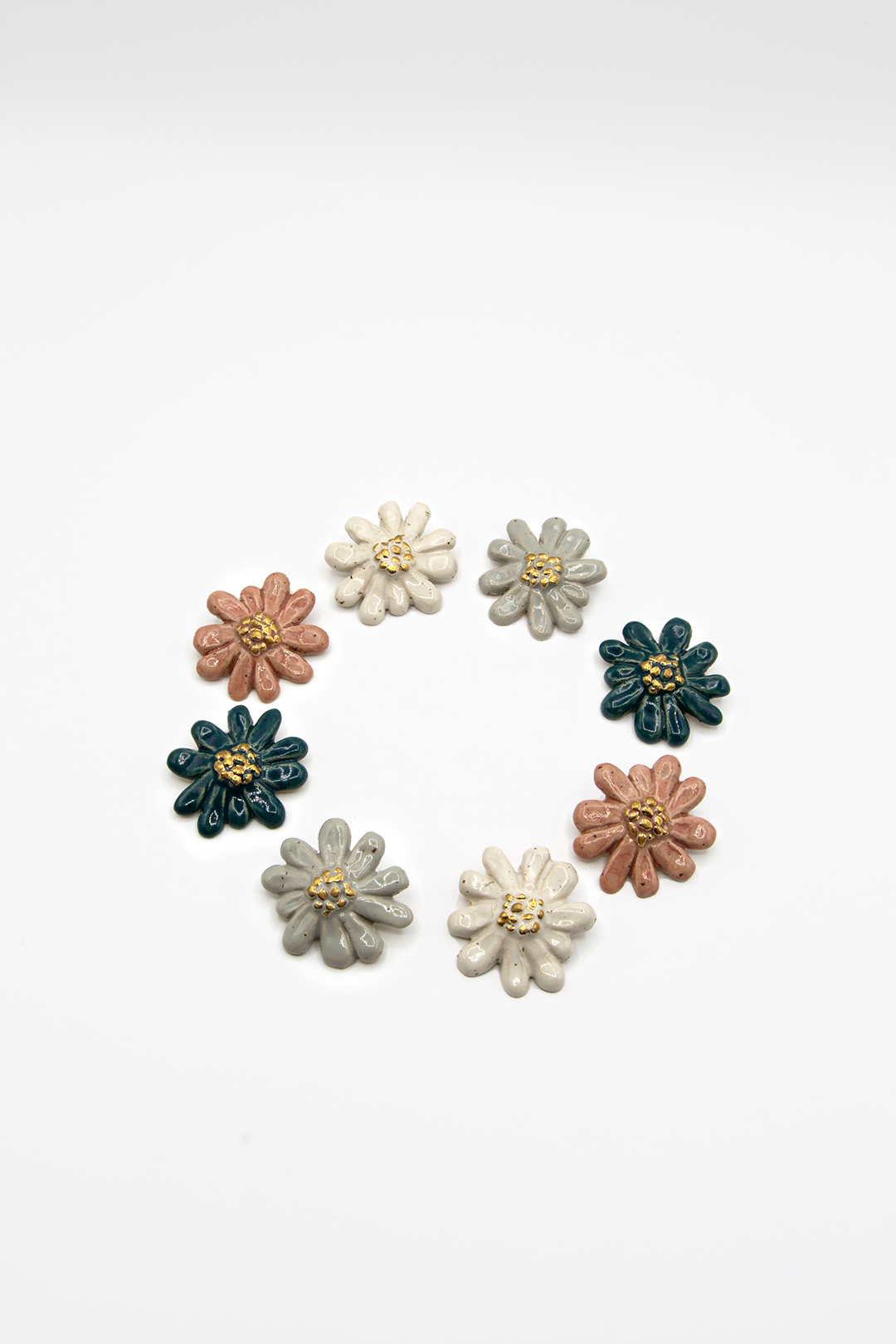 Flor Azul Claro Lustre Oro